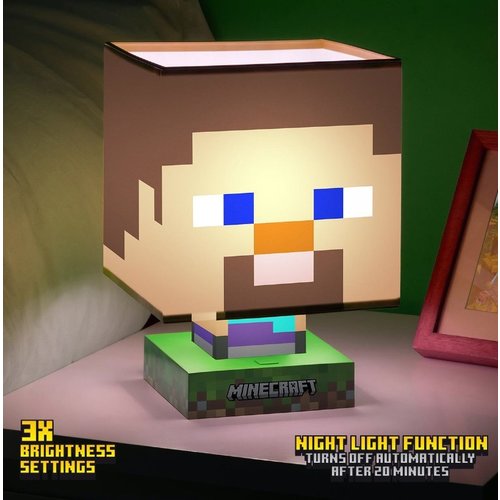 Paladone Minecraft Steve Icon Light USB Powered 18cm with Night Light Setting Paladone Minecraft Steve Icon Light USB Powered 18cm with Night Light Setting