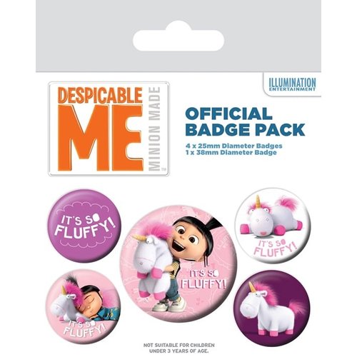 Pyramid Despicable Me Its So Fluffy 5 Badge Pack