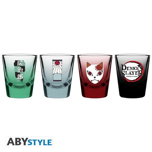 Abystyle Studio Demon Slayer 4 Shots Glasses Symbols Abystyle Studio Demon Slayer 4 Shots Glasses Symbols