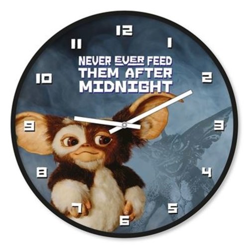 Pyramid Gremlins Never Ever Feed Them After Midnight Clock 25cm