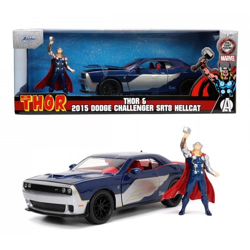 Jada Toys Marvel Thor & 2015 Dodge Challenger SRT Hellcat 1/24 Diecast Metal Car
