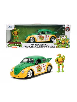 Jada Toys TMNT Michelangelo & 1959 Volkswagen Drag Beetle 1/24 Diecast Metal Car