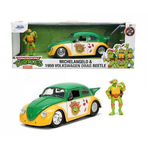 Jada Toys TMNT Michelangelo & 1959 Volkswagen Drag Beetle 1/24 Diecast Metal Car