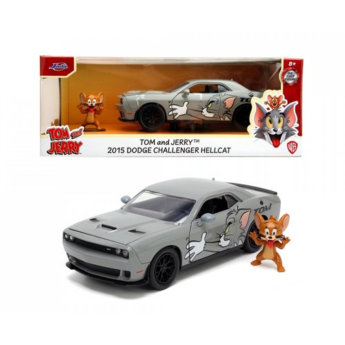 Jada Toys Tom & Jerry Jerry & 2015 Dodge Challenger Hellcat 1/24 Diecast Metal Car Jada Toys Tom & Jerry Jerry & 2015 Dodge Challenger Hellcat 1/24 Diecast Metal Car