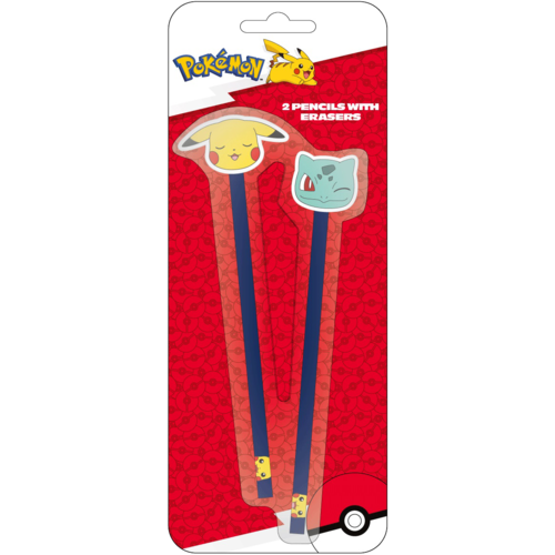 Pokemon Pokemon Pikachu & Bulbasaur 2 Pencils with Eraser Pokemon Pokemon Pikachu & Bulbasaur 2 Pencils with Eraser