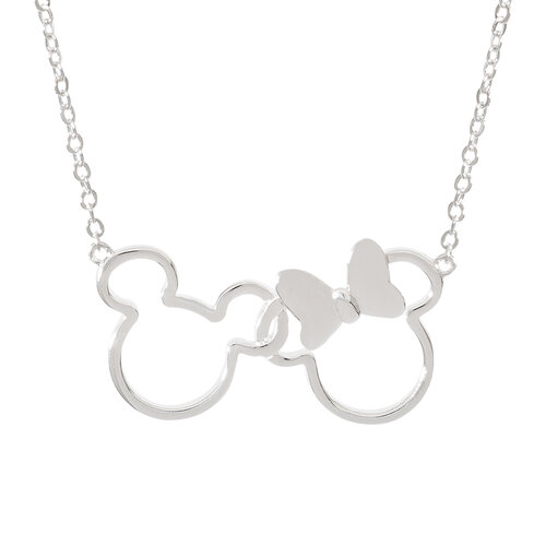 Peershardy Disney Minnie & Mickey Necklace Silver Brass Plated