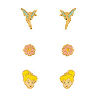 Disney Tinkerbell 3 Pair of Studs Earrings Plated Brass