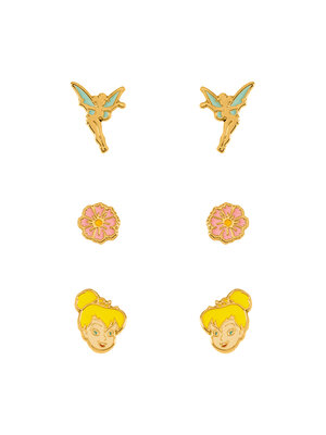 Peershardy Disney Tinkerbell 3 Pair of Studs Earrings Plated Brass