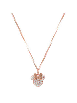 Peershardy Disney Minnie Rose Gold Necklace in Silver Brass Plated