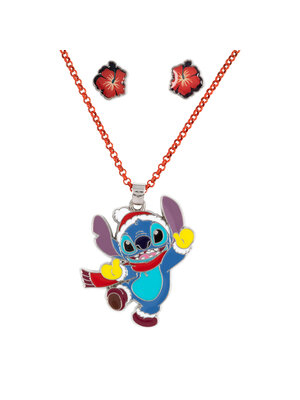 Peershardy Disney Stitch Xmas Set Necklace + Pair of Stud Earrings