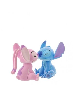 Disney Showcase Disney Stitch & Angel Kissing Flocked Figurines 9cm