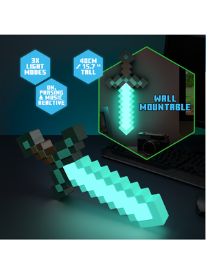 Paladone Minecraft Diamond Sword Light 40cm USB/Battery Powered Paladone