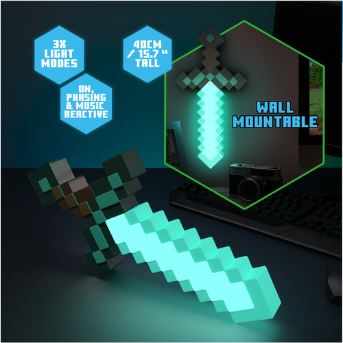 Paladone Minecraft Diamond Sword Light 40cm USB/Battery Powered Paladone