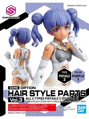 Bandai Gundam 30MS Option Hair Styles Parts Vol.3 Pigtails Purple 3 Model Kit