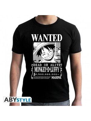 Abystyle One Piece T-Shirt Man Black Luffy Wanted BW XXL