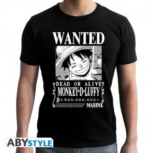 Abystyle One Piece T-Shirt Man Black Luffy Wanted BW M