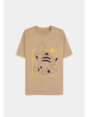 Difuzed Pokemon Pikachu Line Art Men T-Shirt M Beige