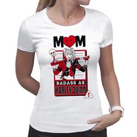 DC Comics T-Shirt Woman White 'Mom Badass As Harley Quinn' S