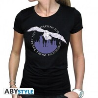 HARRY POTTER Tshirt Woman SS Black Hedwig Medium