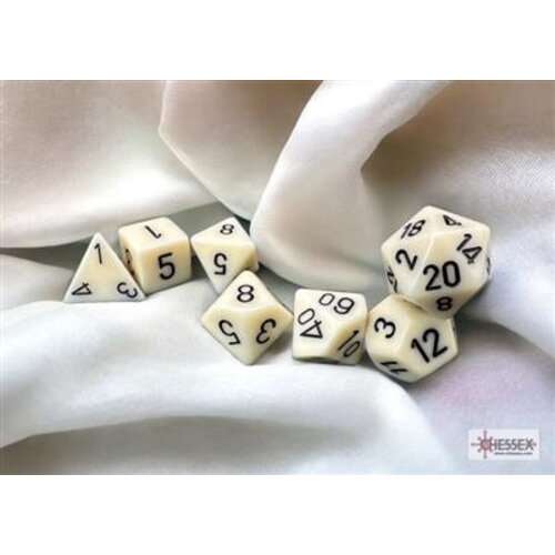 Chessex Chessex Ivory/Black 7 Dice Set