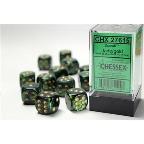 Chessex Chessex Scarab Jade/Gold D6 Dice t (12 Dice)