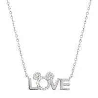 Disney Minnie Love Necklace in Silver Brass Plated