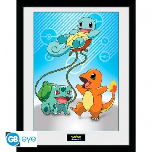 GB Eye Pokemon Framed Print Kanto Starters 30x40cm