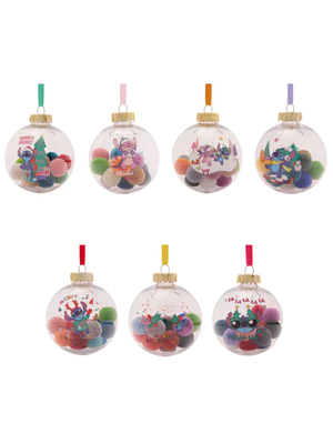 Widdop Disney Stitch Christmas Baubles Set of 7 With Pom Poms