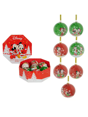 Widdop Disney Set of 7 Mickey and Minnie Christmas Baubles