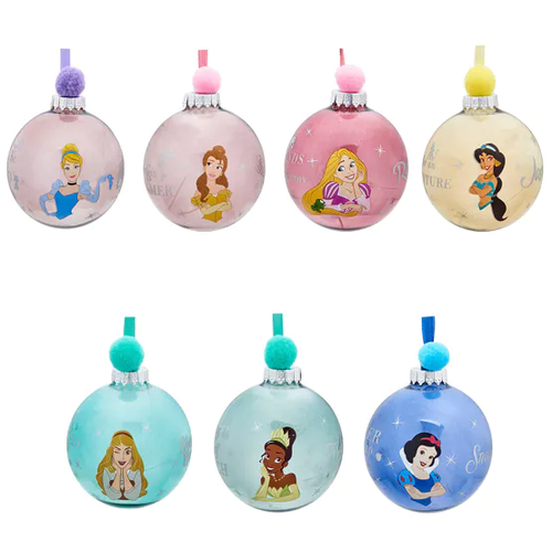 Widdop Disney Princess Set of 7 Princess Baubles Christmas