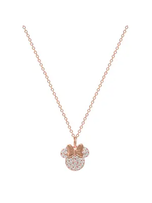 Peershardy Disney Minnie Mouse Rose Gold Necklace in Silver Brass Plated