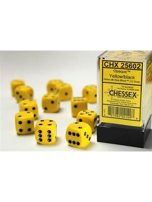 Chessex Chessex Dice Set Yellow / Black 16mm (12 Pieces)
