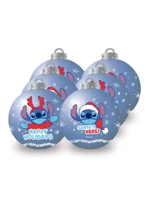 Disney Stitch Blue Christmas Baubles 8cm 6-Pack