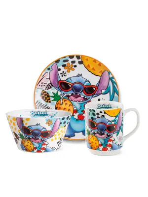 Disney Stitch Set with Plate-Mug-Bowl White