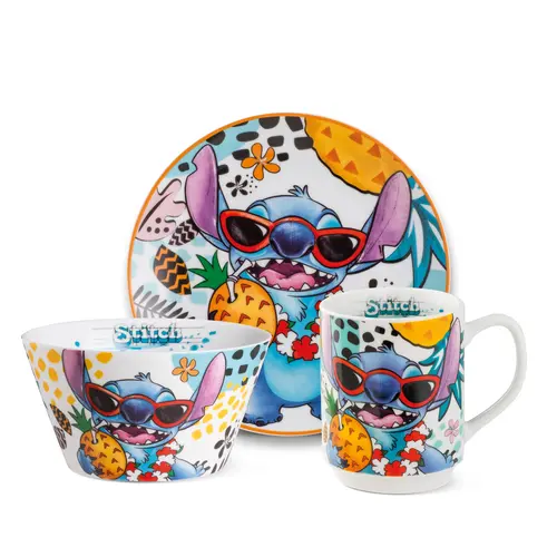 Disney Stitch Set with Plate-Mug-Bowl White