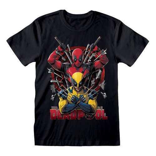 Heroes Inc Marvel Deadpool T-Shirt Deadpool & Wolverine Weapons Size L Heroes Inc Marvel Deadpool T-Shirt Deadpool & Wolverine Weapons Size L