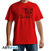 One Piece T-Shirt Unisex Red 4 Emperors Size XL