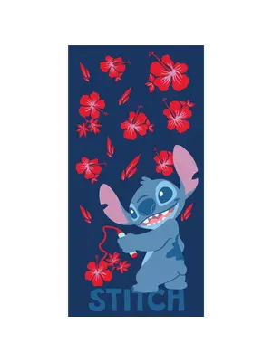 Aymax Disney Stitch Flowers Beach Towel 70x140cm Cotton