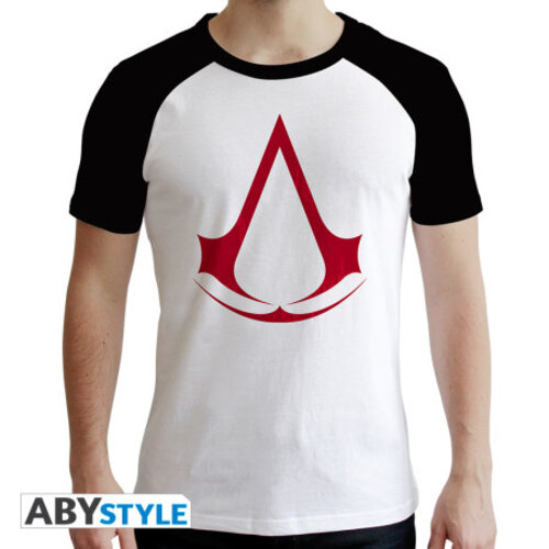 Abystyle Assassins Creed Crest Tshirt Man White & Black Medium Abystyle Assassins Creed Crest Tshirt Man White & Black Medium
