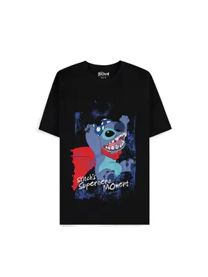 Difuzed Disney Lilo and Stitch Super Hero Black T-Shirt Size L