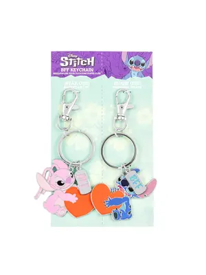 Peershardy Disney Stitch & Angel Duo Set Metal Keychain BFF