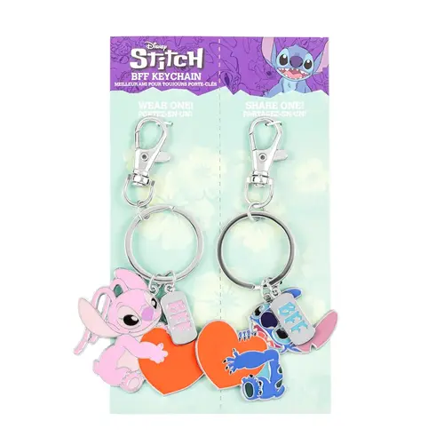 Peershardy Disney Stitch & Angel Duo Set Metal Keychain BFF