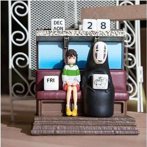 Semic Ghibli Spirited Away Statue Three-Wheeler Diorama Calendar Take Unabara Train 11cm
