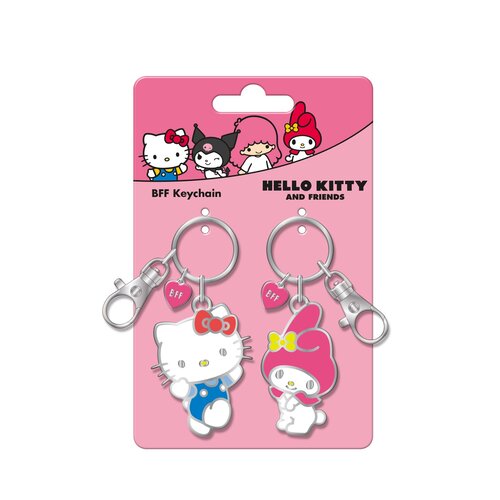 Peershardy Hello Kitty & My Melody Duo Set Metal BFF Keychains
