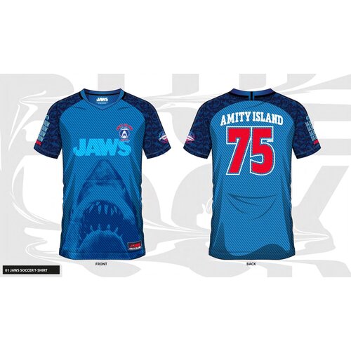 Cotton Division Jaws Amity Island 75 Soccer Jersey Man L