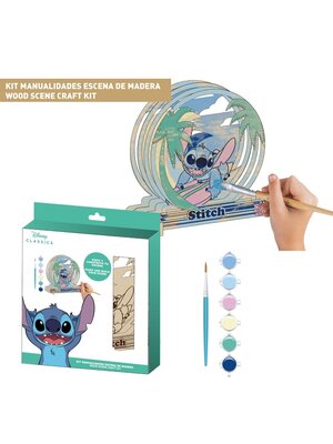 Cerda Disney Stitch Wood Model Kit Paint & Built Your Scene