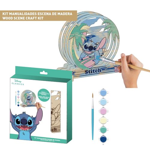 Cerda Disney Stitch Wood Model Kit Paint & Built Your Scene