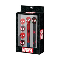 Marvel Spiderman Set Of 2 Pencils + 4 Erasers
