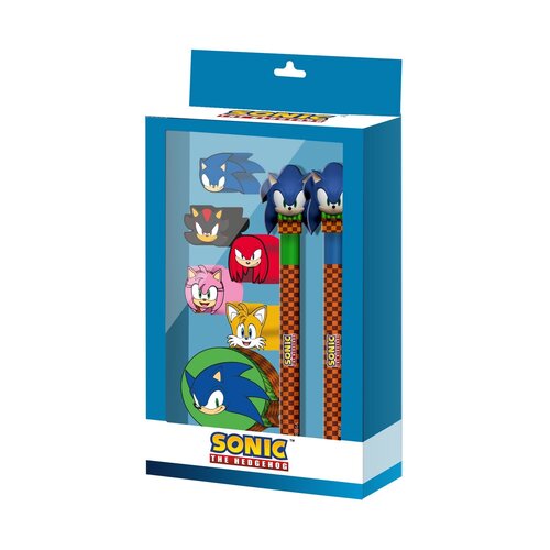 Karactermania Sonic & Friends Set Of 2 Pencils + 5 Erasers