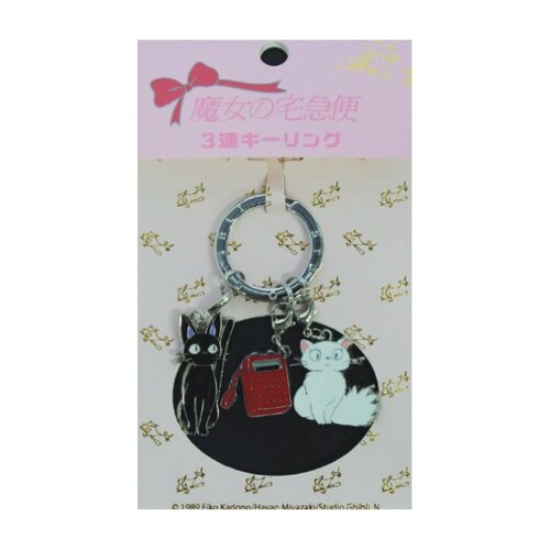 Semic Ghibli Kiki's mDelivery Service Jiji, Lily & Phone Metal Keychain
